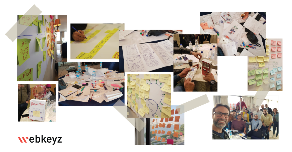 Collage of photos from Design Thinking workshops by webkeyz