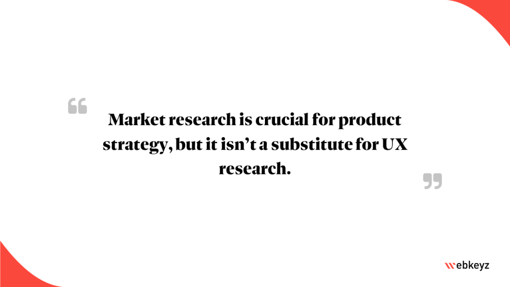 A Highlight from the Article: Market research is crucial for product strategy, but it isn’t a substitute for UX research.